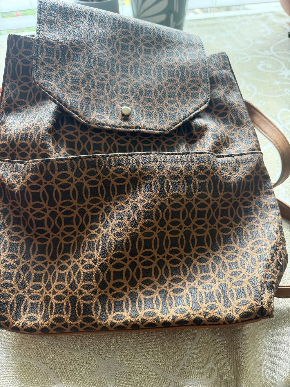 Stylish Brown Patterned Women’s Backpack